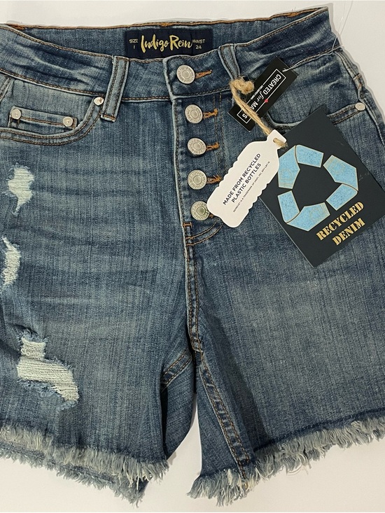 Indigo Rein Pants - Indigo Rein Mid- Rise Distressed Blue Denim Shorts